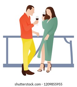 
A couple is drinking wine and enjoying time together 
