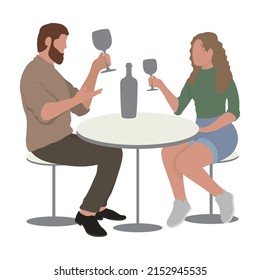 vino de bebida de pareja en el restaurante