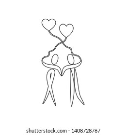 couple drinks a cocktail icon. Element of valentine's day, wedding for mobile concept and web apps icon. Outline, thin line icon for website design and development, app development