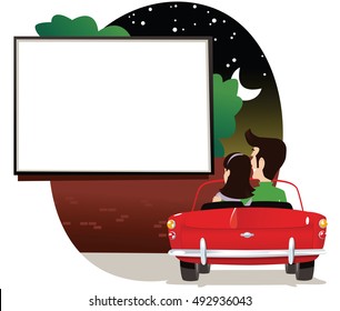 Couple At Drive In Cinema.