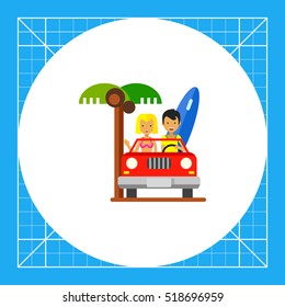 Couple Driving Cabriolet Icon