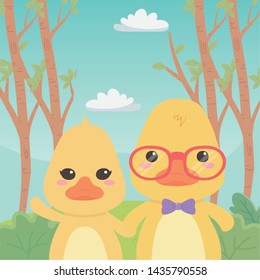 Couple of ducks cartoons design