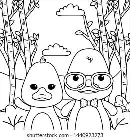 Couple of ducks cartoons design