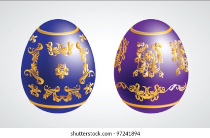 A Couple of Eastern Eggs. Isolated on white background, Vector clip art