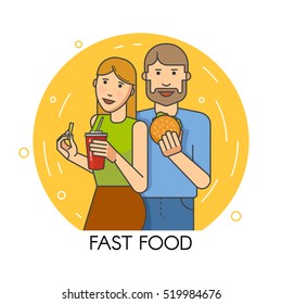 Couple eating fast food