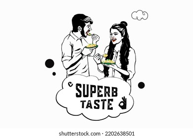 Couple Eating Food together vector images