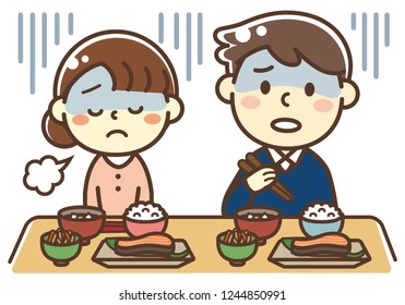A couple eating Japanese food