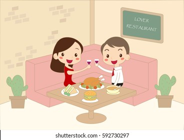 Couple eating meal at the restaurant