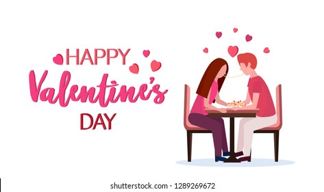 couple eating spaghetti together happy valentines day holiday dinner concept man woman enjoying food greeting card isolated horizontal flat