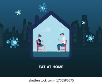 A couple is eating at their home to avoid getting a virus.