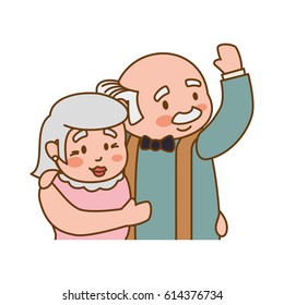 couple elder adults hug gesture