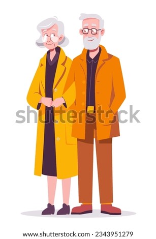 Couple of elderly people in love. Vector illustration in flat cartoon style isolated on white background