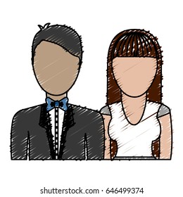 couple with elegant clothes icon