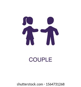 Couple element in flat simple style on white background. Couple icon, with text name concept template