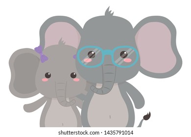 Couple of elephants design vector 