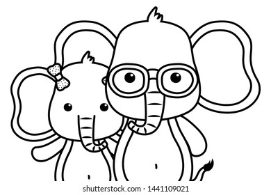 Couple of elephants design vector illustration