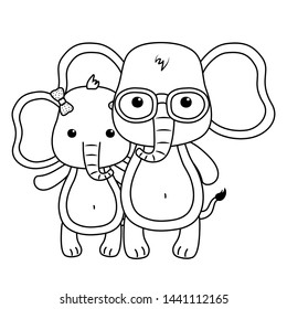 Couple of elephants design vector illustration