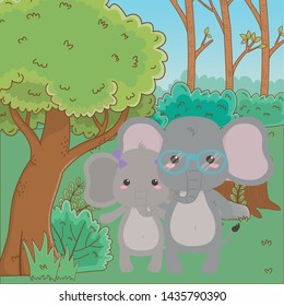 Couple of elephants design vector illustrator