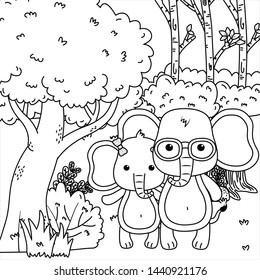 Couple of elephants design vector illustrator
