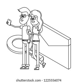 Couple and email black and white
