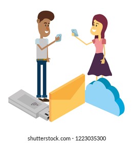 couple and email technology isometric