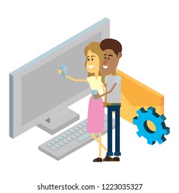 couple and email technology isometric