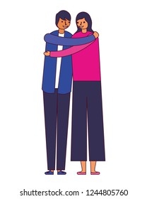 couple embraced romantic on white background