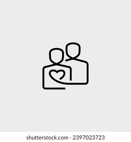 Couple Embracing Love Abstract Vector Line Icon