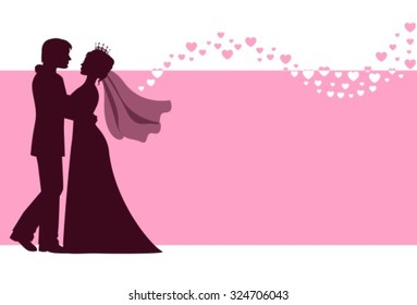 couple are embracing on a pink background with hearts