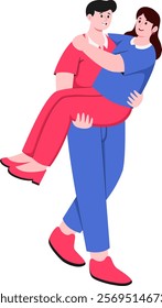 Couple Embracing in Playful Pose Illustration
