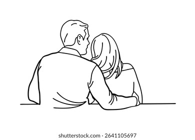 Couple embracing sketch illustration of man comforting woman with loving support