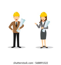 Couple of Engineer Character Design Vector.