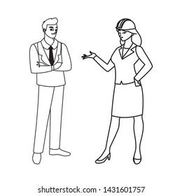 couple of engineers builders workers characters