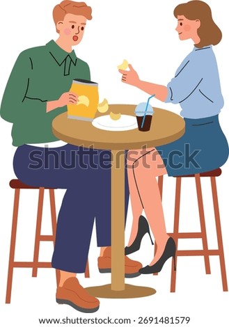 Couple Enjoying Snacks and Drinks at a Cafe Table