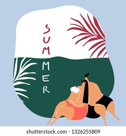 Couple enjoying their summertime vector