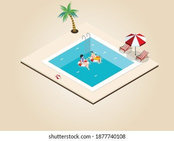 Couple enjoying vacation isometric 3d vector concept for banner, website, illustration, landing page, flyer, etc.