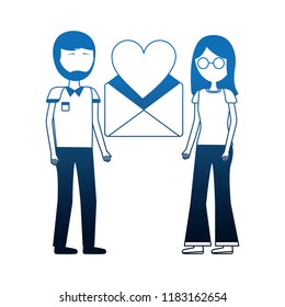 couple with envelope mail and heart isolated icon