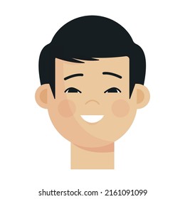 Couple of ethnicities. Face of Asian boy flat vector illustration. People, ethnic difference, race concept for banner, website design