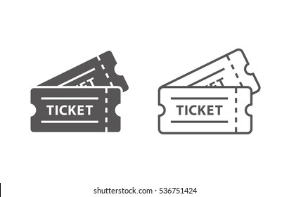 Couple of event tickets vector icons with with and black colors