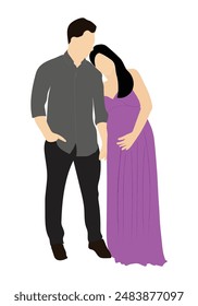 couple expecting a baby portrait, pregnant lady illustration, parents to be, mother to be, for baby shower invitation card or announcement.