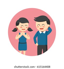 couple expressed their feeling in circle background