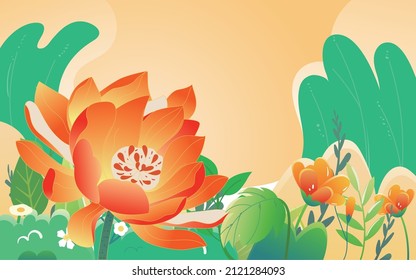 A couple expressing love by sending hearts to each other on Valentine's Day with many plants around, vector illustration