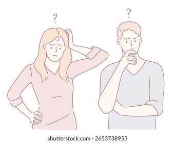 Um casal está expressando sua confusão e incerteza enquanto ponderam sobre quais devem ser os próximos passos a seguir