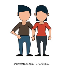 Couple faceless avatar cartoon
