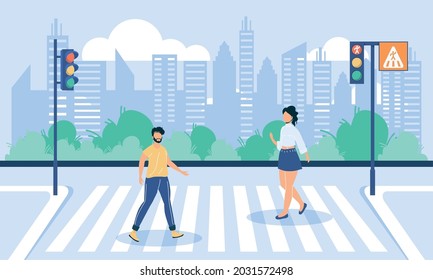 couple faceless crossing road on crosswalk