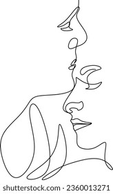 Couple Faces One Line