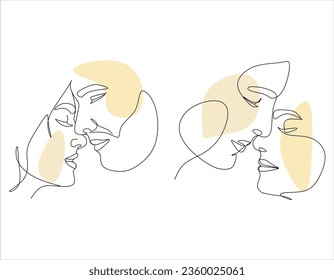 Couple Faces One Line