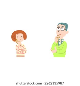 A couple facing each other and thinking, no outline