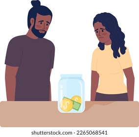 Couple facing financial struggles semi flat color vector characters. Editable figures. Half body people on white. Simple cartoon style spot illustration for web graphic design and animation