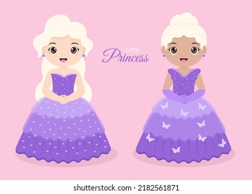 couple of fairytale princess in beautiful dress illustration